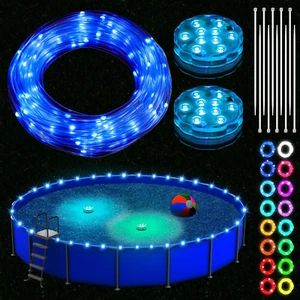 Pool Lights for above Ground Pools 39.4Ft Remote Control Submersible LED Rim Lig - Picture 1 of 12