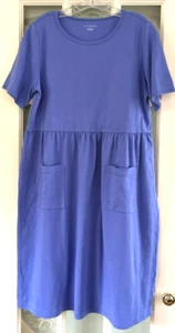 Appleseed's Purple Cotton Blend Short Sleeve Casual Dress, Size Large - Picture 1 of 6