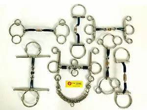 Blue Sweet Iron Universal D Ring Gag Spinner Snaffle Pelham Elevator Roller Bit - Picture 1 of 15