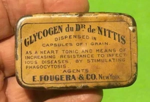 Vintage ~ Advertising Tin ~ GLYCOGEN ~ Capsules ~ Dr de Nittis ~ HEART TONIC ~ - Picture 1 of 6