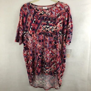 Lularoe Irma Gr. XS Tunika Hi Low Kurzarm Rundhals Lila und Rosa Neu mit Etikett - Bild 1 von 5