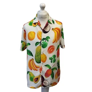Camisa hawaiana de manga corta con estampado de frutas multicolor para hombre talla M de Asos - Imagen 1 de 5