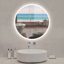 Specchio Bagno LED Rotondo, 600/800mm, Interruttore Touch, Anti-appannamento