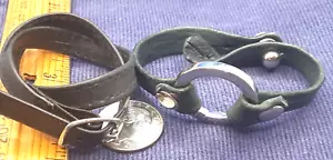 1" Leather Cuffs Bracelets w/Snaps crafts adjustable 2pcs PunkBling Vtg 60s 70 - Picture 1 of 3