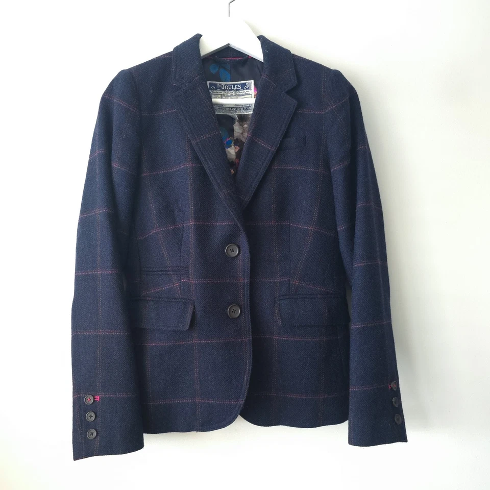 Chaqueta Blazer Joules Lana Pura Azul Tweed Hacking Talla 10 Foto 1 de 4