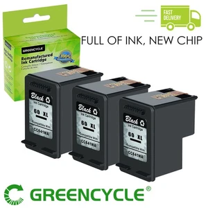 3PK 60XL Czarny wkład atramentowy do HP ENVY 100 110 111 Deskjet D2545 D2560 D2566 - Zdjęcie 1 z 10