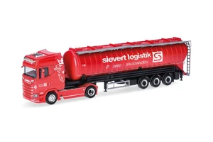 HERPA, SCANIA CS 20 HD 4x2 con rimorchio silo 3 assi SIEVERT LOGISTIK, 1/87, ... - Foto 1 di 6