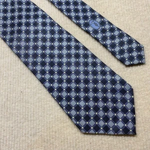 TRUSSARDI Vintage luxury Tie Colour Blue Silk tie plaid pattern Madi In Italy - Picture 1 of 10