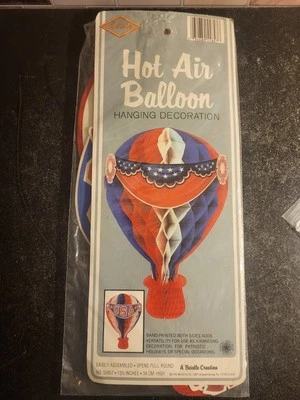 Beistle 1987 13,5" colgante globo de aire caliente decoración de tejido nuevo/sellado EE. UU. RWB Foto 1 de 2
