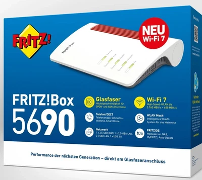 FRITZ!Box 5690 Glasfaser Router AON GPON Anschluss Wi-Fi 7 Glasfaseranschluss - Bild 1 von 2