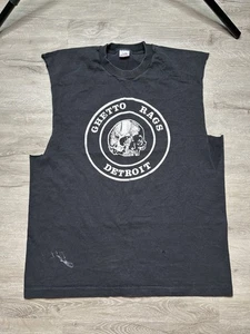 Vintage 90s Ghetto Rags Detroit T-Shirt Herren XL Faded Black Skull Grunge Skater - Bild 1 von 6