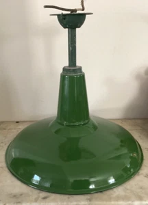 Vintage Crouse-Hinds 16" flache grüne Porzellan Emaille industrielle Scheunenleuchte - Bild 1 von 16