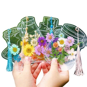 100Pcs Dried Flower Bookmark Kit - DIY Color Transparent Bookmarks Dried Flower - Picture 1 of 12