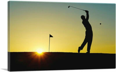 Impresión artística en lienzo ARTCANVAS Golfista Silhouette at Dawn Foto 1 de 4