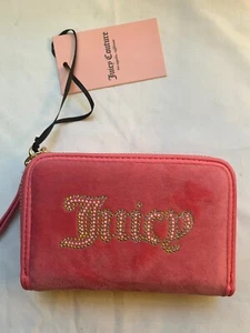 NUEVO CON ETIQUETAS CARTERA JUICY COUTURE CADENA DE PERLAS DOBLE MEDIANA CREMALLERA ALREDEDOR ROSA - Imagen 1 de 7