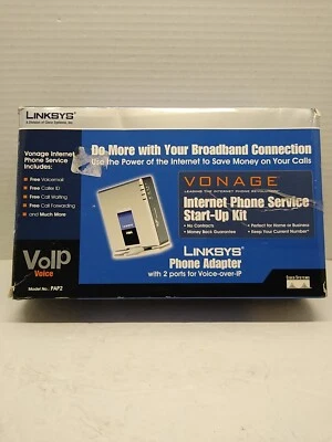 LINKSYS VONAGE Internet Phone Service Start-Up Kit Voice Over VoIP Adapter Pap2 - Image 1 of 4