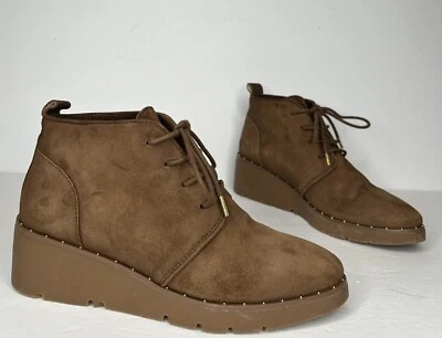 Bota de gamuza Steven Natural Comfort 7M marrón de segunda mano con cordones cuña de goma para mujer Foto 1 de 4