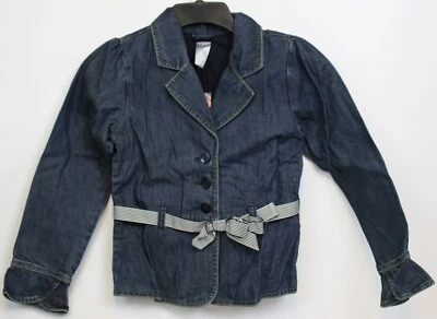 NEW 2006/05 Gymboree Prep Denim Blazer Jacket 7 Spring Tulip Belted Buttons Bow - Image 1 of 4