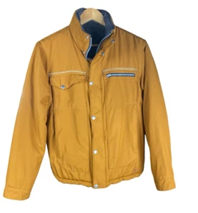 REI Men's Small Reversible Insulated Jacket Yellow/Gray Full Zip Outdoor Hiking - Picture 1 of 12