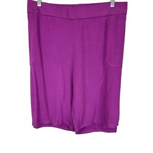 Denim & Co. Active Brushed French Terry Shorts with Side Slits Purple 3X Size