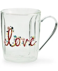 Martha Stewart Collection Valentine’s Day Glass Double Wall Heart Mug - Picture 1 of 2