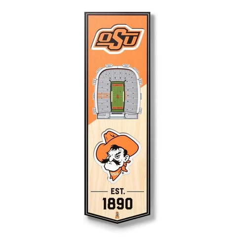 NCAA Oklahoma State Cowboys 6 In X 19 In 3D Stadium Banner, Boone Picken Stadium Cover