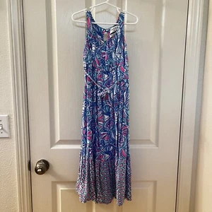 Lilly Pulitzer Target 20th Anniversary My Fans Blue Maxi Dress Girls Size XS 4-5 - Picture 1 of 10