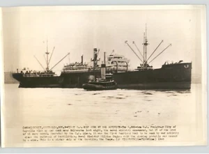 Foto stampa US FREIGHTER City of Rayville Before Explosion VINTAGE SECONDA GUERRA MONDIALE 1940 - Foto 1 di 2