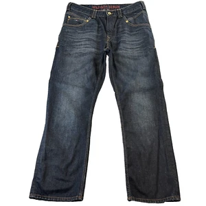 Tommy Hilfiger Jeans Mens 36 32 Loose Fit Straight Dark Wash Blue Cotton Clanton - Picture 1 of 14