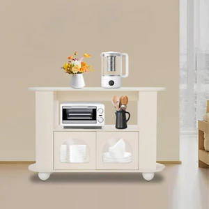 47.3*11.81*31.5in Creamy White Iron& Acrylic Kitchen Storage Organizer Cabinet - Picture 1 of 19
