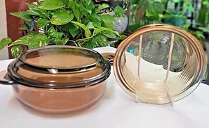 Corning Vision Amber V-240-B Glass Bowl/Lid or Amber C-16-B Glass Bowl - Picture 1 of 6