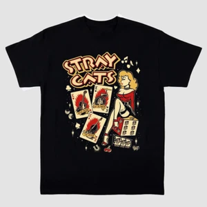 Camiseta de algodón negra Stray Cats Band talla completa S-5XL - Imagen 1 de 2