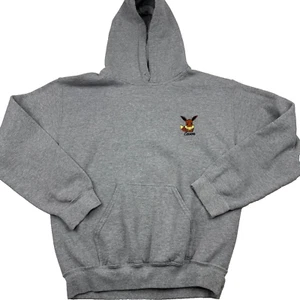 Pokémon Hoodie Womens Small Heather Gray Eevee Logo Cotton Fleece Lined Pullover - Picture 1 of 8