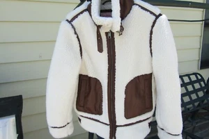 Levi's Strauss Damen Mantel Gr. M Sherpa Teddy Kunstfell weiß mit Ledertasche - Bild 1 von 12