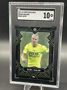 2021-22 Topps Deco UEFA Erling Haaland Green /99 SGC 10 - Picture 1 of 2
