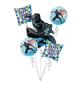 Happy Father's Day, Black Panther Father Balloon Bouquet 5 Pack - Picture 1 of 1