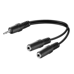 3.5mm Stereo Jack Splitter HEADPHONE Audio Cable Lead Male to 2 Female 20CM - Picture 1 of 3
