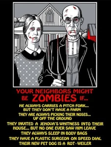 HUMORVOLLES LUSTIGES T-SHIRT DEINE NACHBARN KÖNNTEN ZOMBIES SEIN WENN VOODOO ZOMBIE SCHÄDEL Z2 - Bild 1 von 1