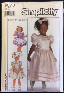 Gr. 2 Br 21 Jessica McClintock Kleid 2 Längen Einfachheit 9070 Muster Vintage 80er - Bild 1 von 2
