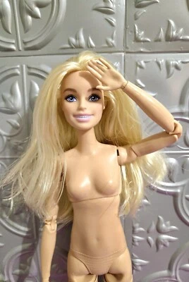 Nude Hybrid Barbie Doll, Braces Tall Model Long Blonde Made to Move Posable OOAK - Image 1 of 4