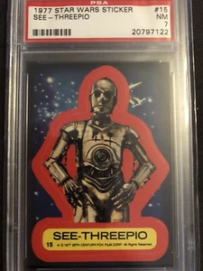 1977 Star Wars Sticker #15 - See-Threepio C-3PO PSA 7 - Picture 1 of 2