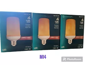 EcoSmart 3-Watt Equivalent A19 Cylinder Flame Design LED Light Bulb Amber 3 Pack - Picture 1 of 1