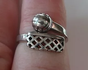 Voleibol de plata esterlina ajustable talla 7-7,5 y red en anillo - Imagen 1 de 4