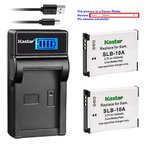 Kastar Battery LCD Charger for Samsung SLB-10A & Samsung WB600 WB800F Camera