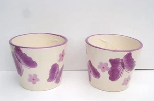 2 New Butterfly Design Ceramic Pots/Vases Table Decoration Flower Pot Purple 4in - Picture 1 of 1