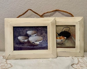 Set of 2 Upcycled French Country Farmhouse Cottage Wall Hangings Kitchen Decor - Picture 1 of 8