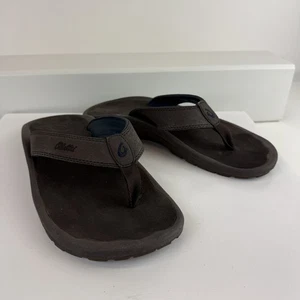Olukai Ohana Sandals Mens Size 10 Flip Flop Brown Thong Leather - Picture 1 of 12