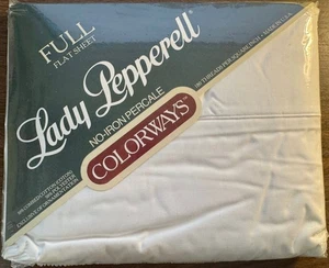 Sábana bajera completa vintage LADY PEPPERELL percal plana 81"x96" blanca - Imagen 1 de 3