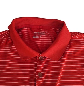 Nike Golf Polo Tour Performance Mens Red White Striped Dri-Fit Shirt Size XL - Picture 1 of 7