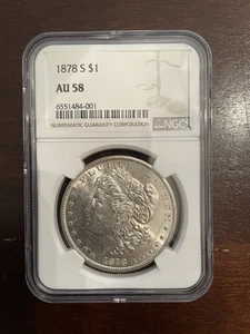 1878-S San Francisco Morgan Silver Au58 - Picture 1 of 2